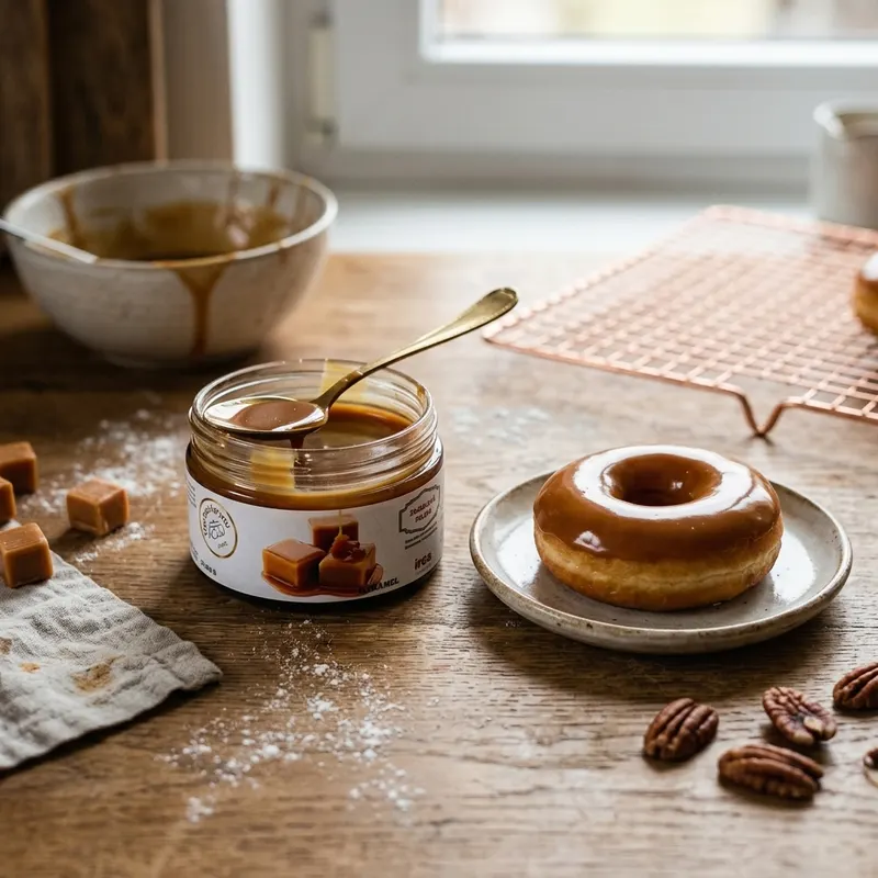Zrcadlová lesklá poleva IRCA s karamelovou příchutí v balení 250 g na glazování dortů a dezertů
