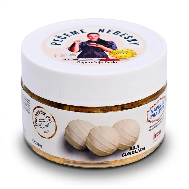Křupavá náplň IRCA Delicrisp z bílé čokolády s máslovými sušenkami do pralinek a dortů, 250 g