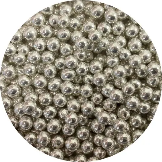 Stříbrné cukrové perly střední velikosti 6 až 7 mm, 80 g, pro zdobení dortů a cukrářských výrobků