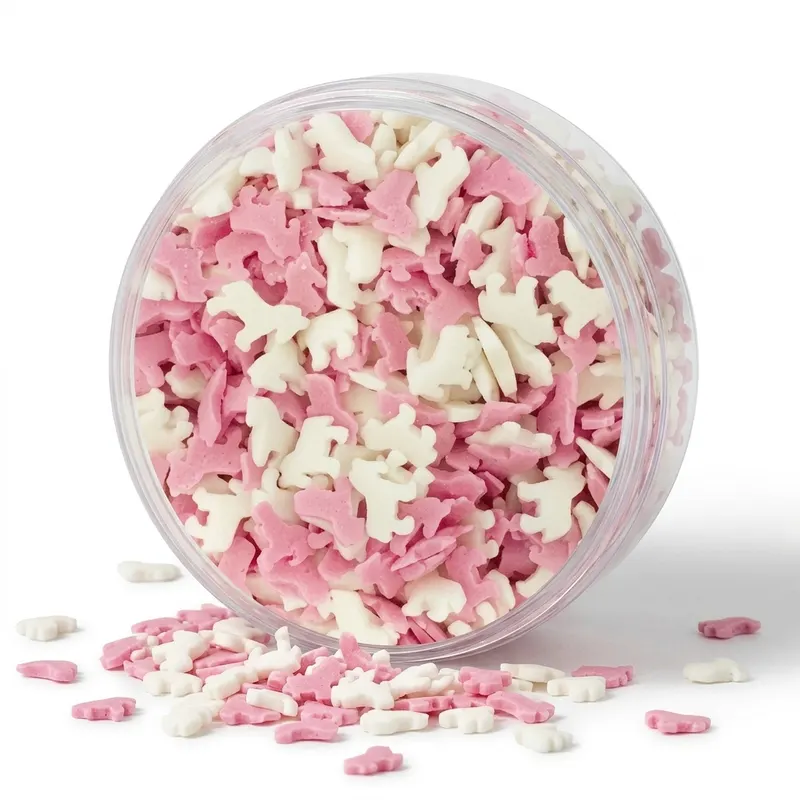 Cukrové figurky jednorožců v růžovo-bílém provedení na zdobení dortů a cupcakes značky 4Cake, balení 50 g