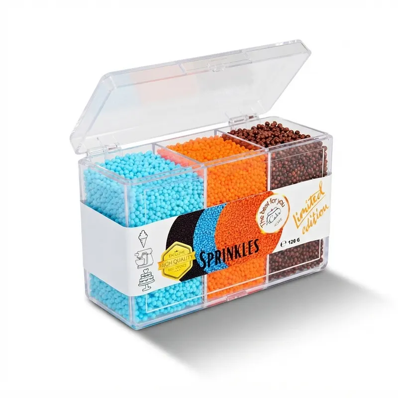 Cukrový máček SweetArt v hnědé, modré a oranžové barvě pro zdobení dortů a cupcaků, balení 120 g