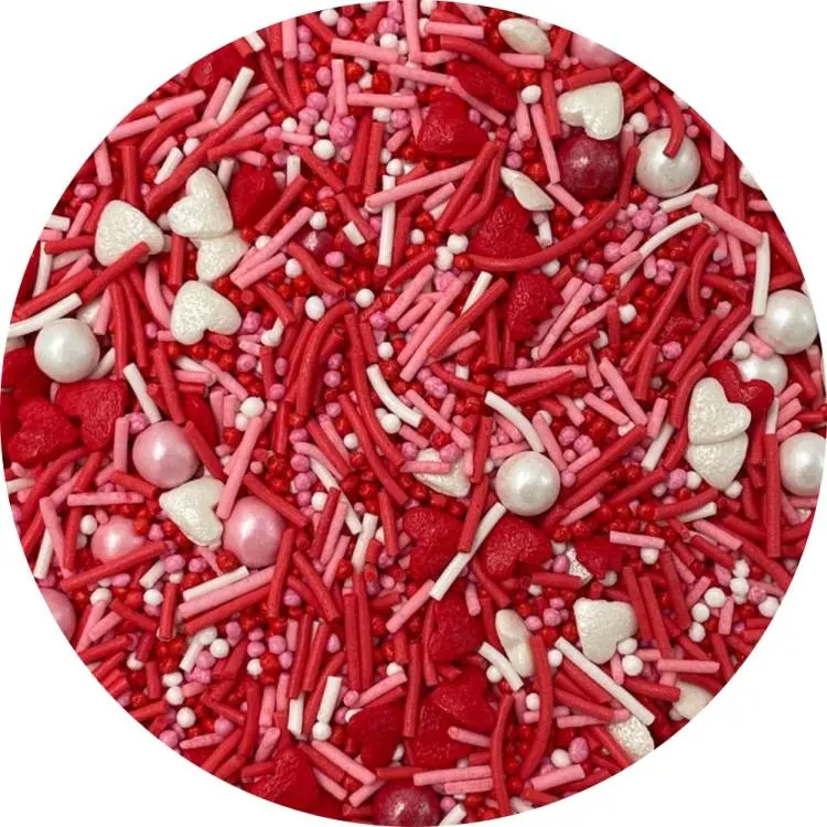 Cukrové zdobení 4Cake Flash of Love v bílé, růžové a červené barvě, 80 g, na dorty a pečení