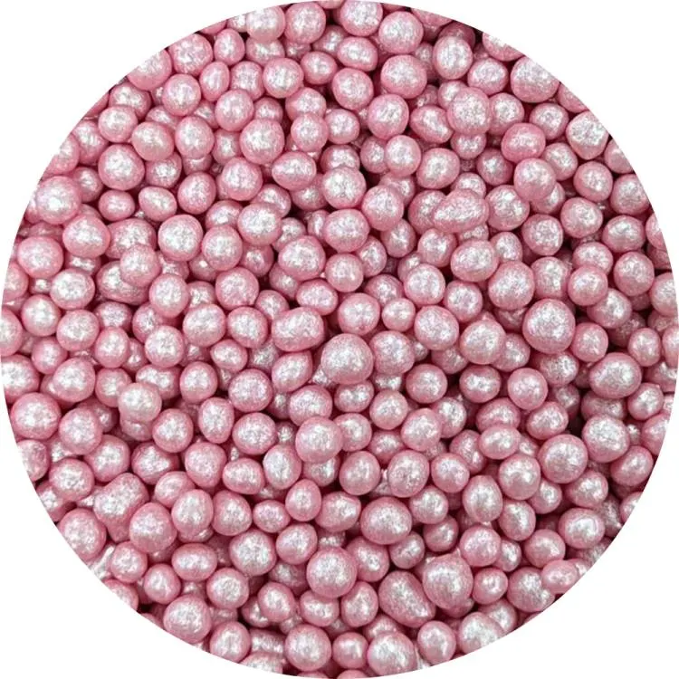 Růžové perleťové cukrové perličky 5 mm v balení 60 g na zdobení dortů a zákusků