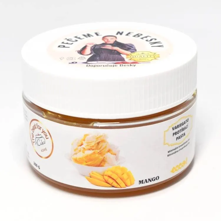 Protírací pasta Ecco! variegato s příchutí manga o hmotnosti 200 g určená do zmrzliny a cukrářských výrobků