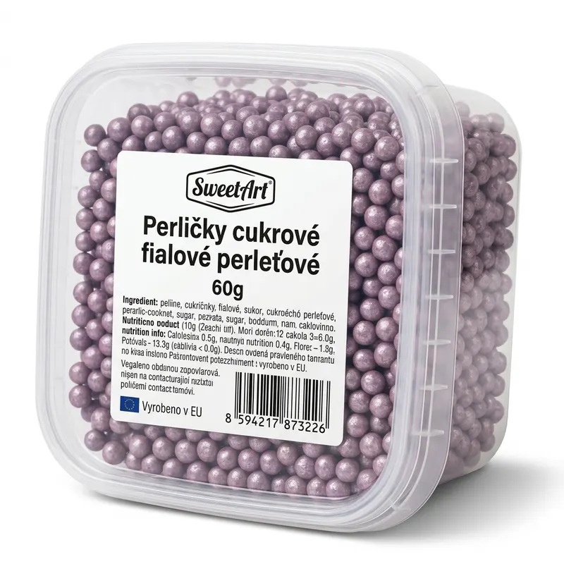Fialové perleťové cukrové perličky SweetArt o velikosti 5 mm na zdobení dortů a cupcakes