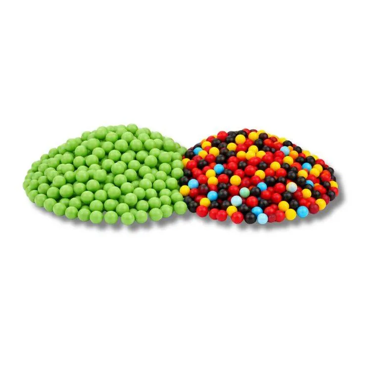 Cukrové perly SweetArt v odstínech světle zelené a Cars mix o průměru 5 mm na zdobení dortů a cukrářských výrobků