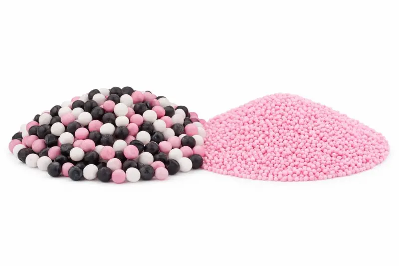 Cukrové perly SweetArt Minnie mix 5 mm a máček růžový na zdobení dortů a dezertů, balení 120 g