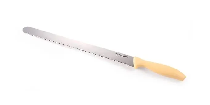 Dlouhý nerezový nůž na dorty Tescoma Delícia o délce 30 cm pro krájení korpusů a roztírání polev