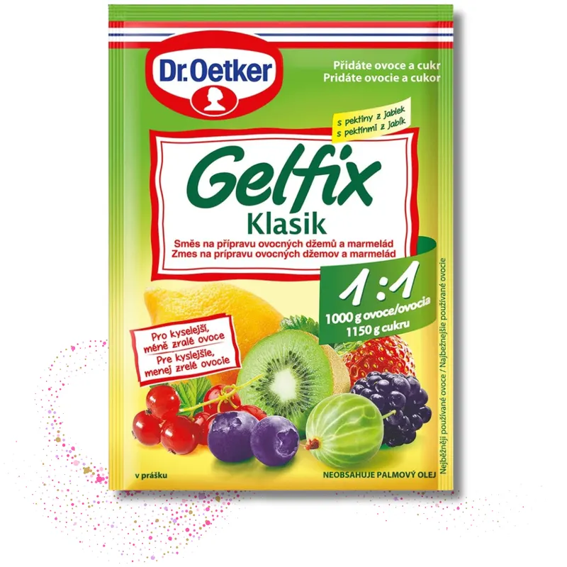 Želírovací směs Dr. Oetker Gelfix Klasik 1:1 k přípravě džemů a marmelád z ovoce