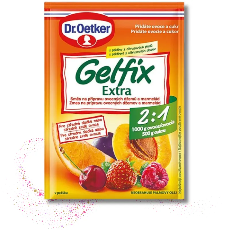 Želírovací přípravek Dr. Oetker Gelfix Klasik 2:1 v sáčku 25 g pro výrobu klasických džemů a marmelád