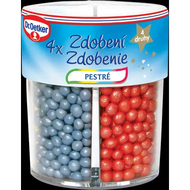 Cukrová dekorace na dorty Dr. Oetker ve čtyřech pestrých barvách, 62 g