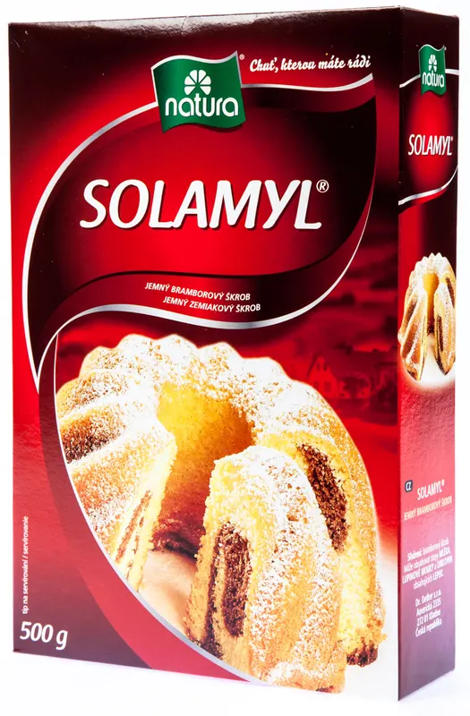 Natura Solamyl bramborový škrob v balení 500 g k zjemnění piškotových korpusů a zahušťování náplní a rozvarů