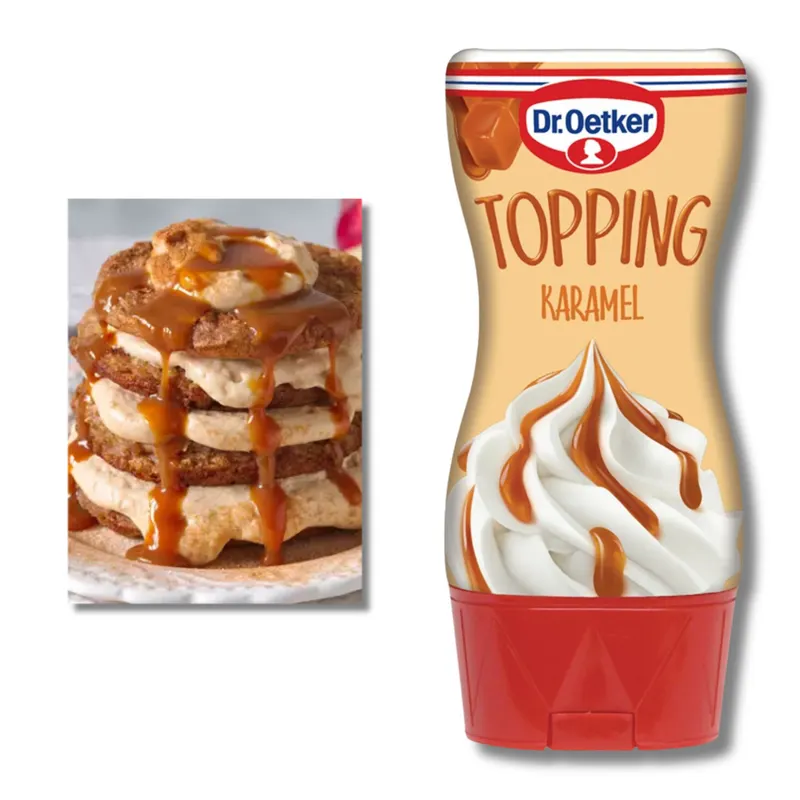Krémový mléčný karamelový topping Dr. Oetker v 200g balení na dezerty, palačinky a dorty