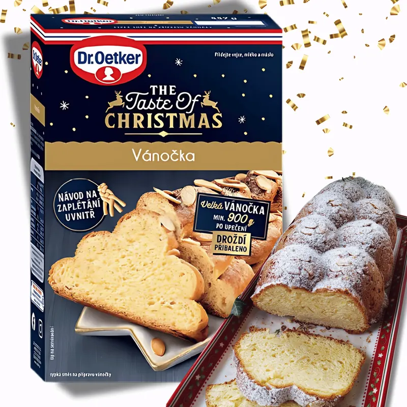 Sváteční směs Dr. Oetker na přípravu vánočky, balení 557 g s moukou a droždím pro kynuté těsto