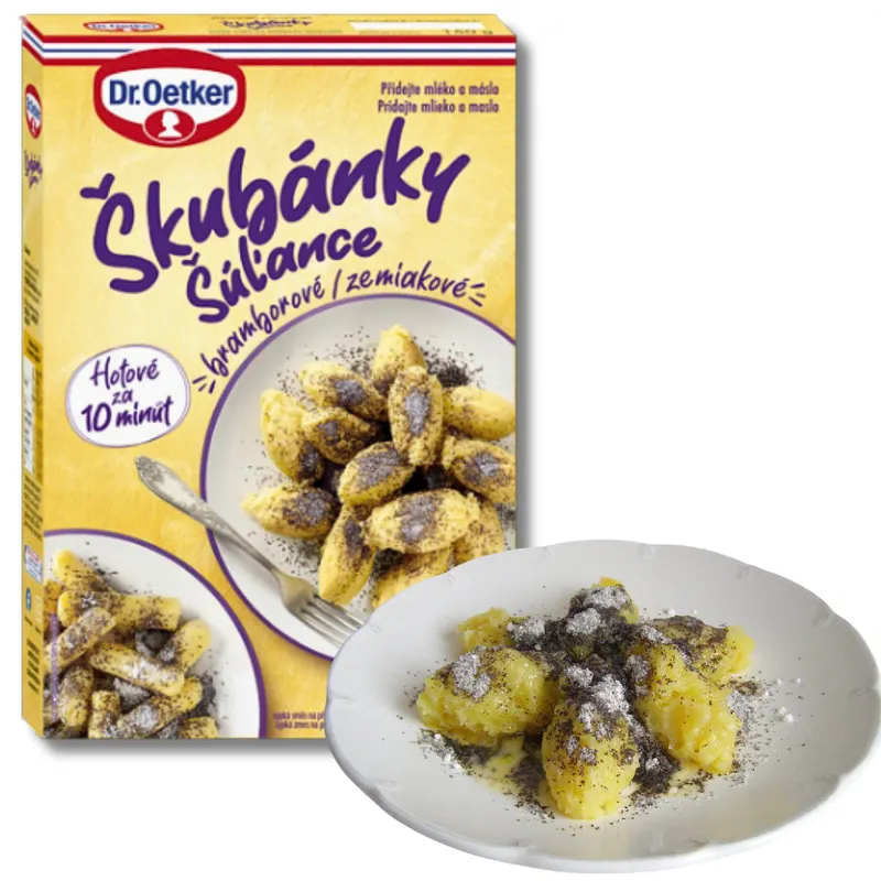 Bramborové škubánky Dr. Oetker, rychlá směs v balení 150 g k přípravě tradičního pokrmu