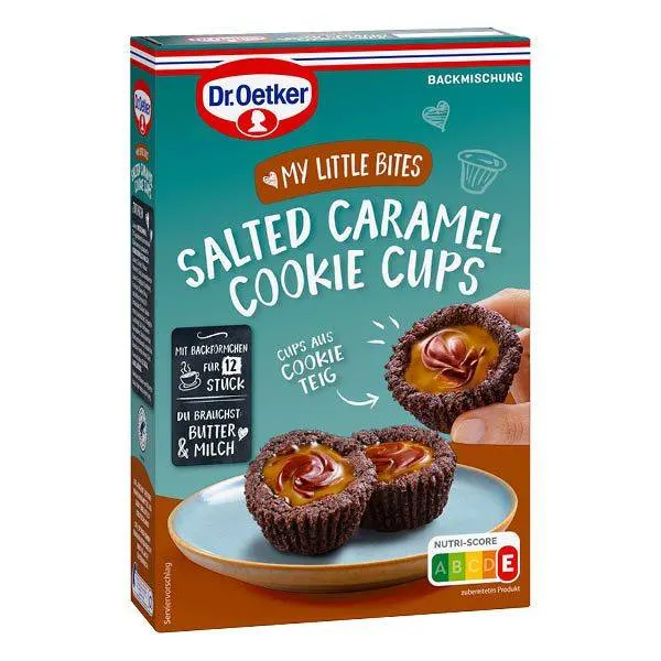 Dr. Oetker Salted Caramel Cookie Cups, směs na pečení čokoládových cookies košíčků se slaným karamelem