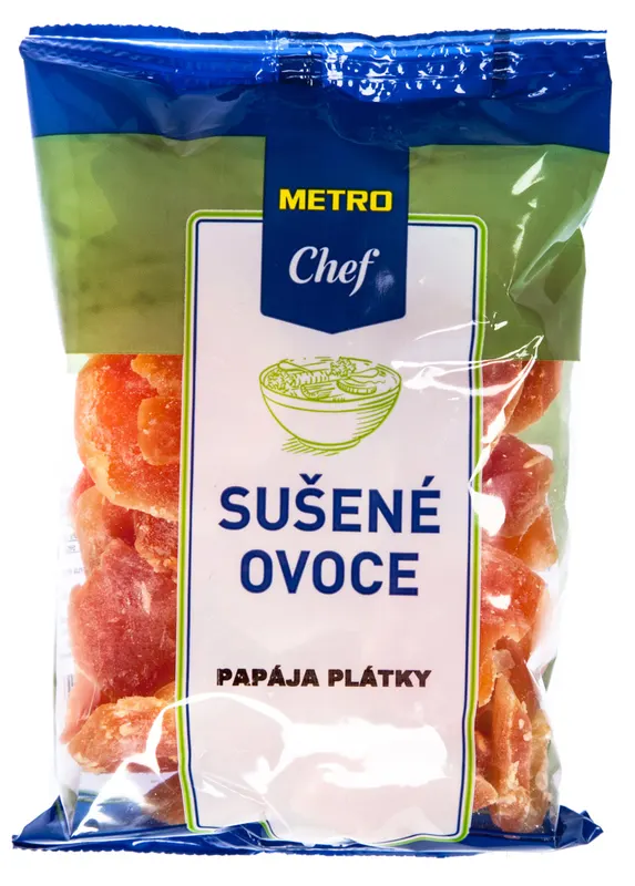 Proslazená papája v plátcích na pečení a zdobení dezertů, balení 250 g