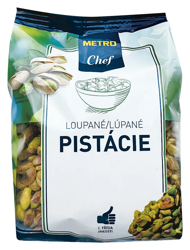 Loupané pistácie METRO Chef v balení 500 g vhodné na pečení a zdobení dortů, krémů a dezertů