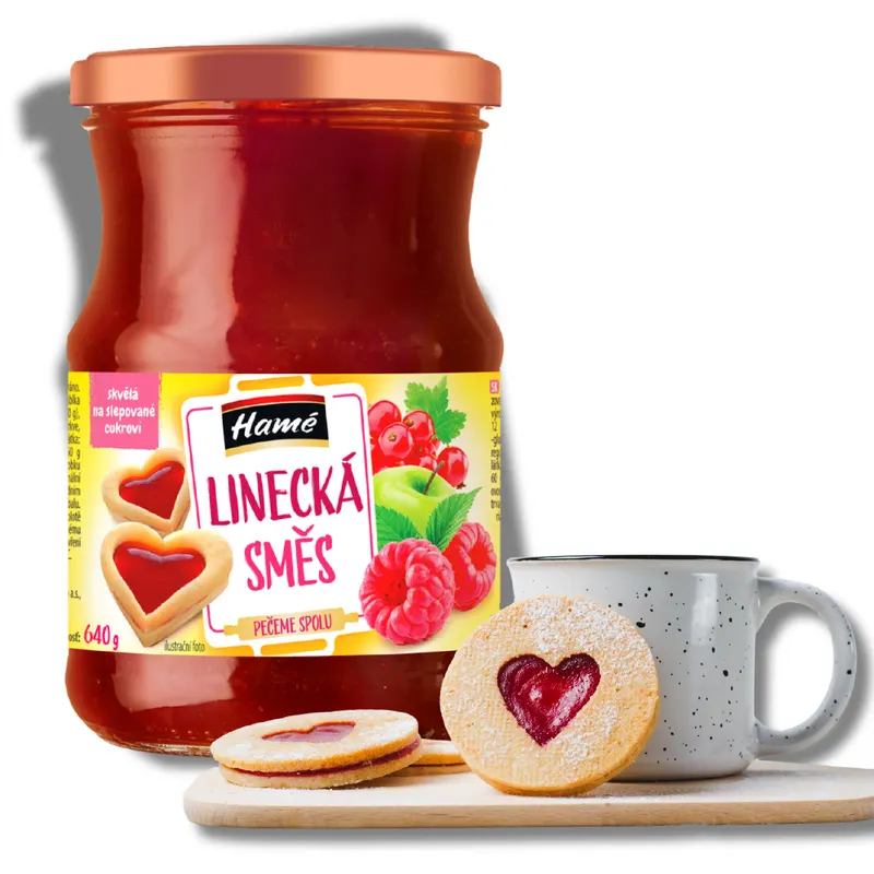 Hamé Linecká směs na cukroví v balení 640 g, ovocná dřeň z jablek, rybízu a malin na pečení vánočního cukroví
