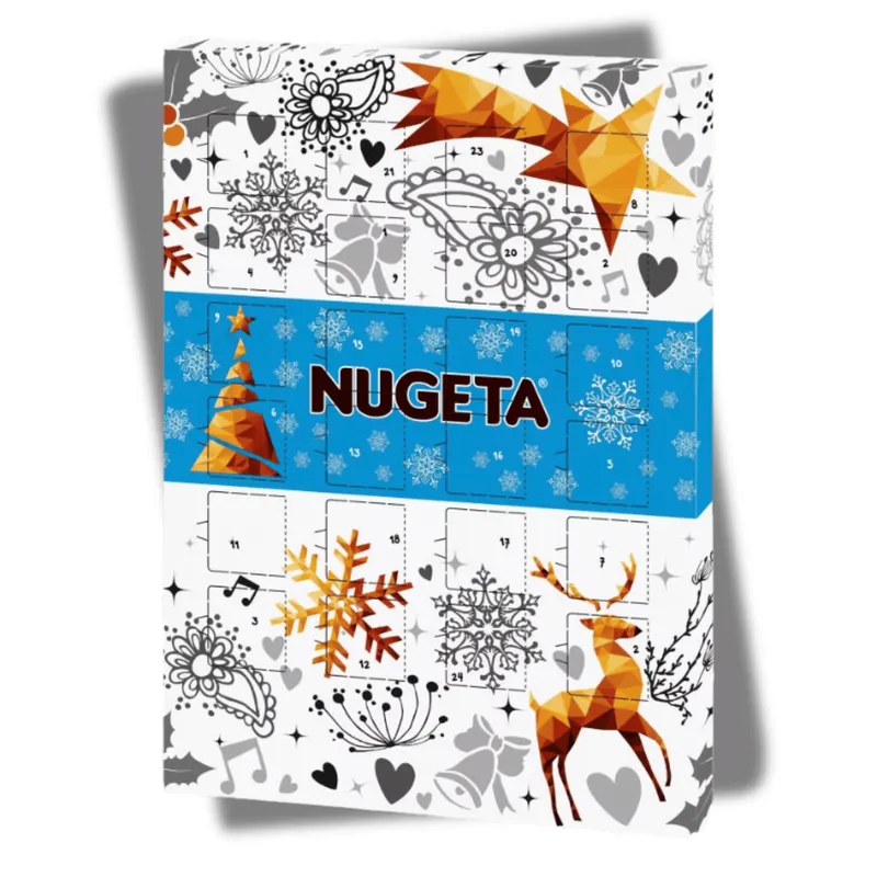 Adventní kalendář Nugeta značky Chocoland plný mléčné čokoládových cukrovinek pro odpočítávání do Vánoc