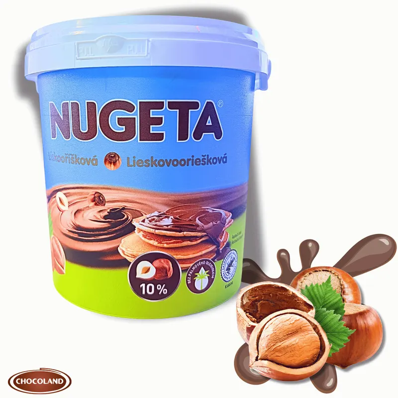 Lískooříšková pomazánka Nugeta od značky Chocoland v rodinném balení 1 kg na palačinky a pečivo