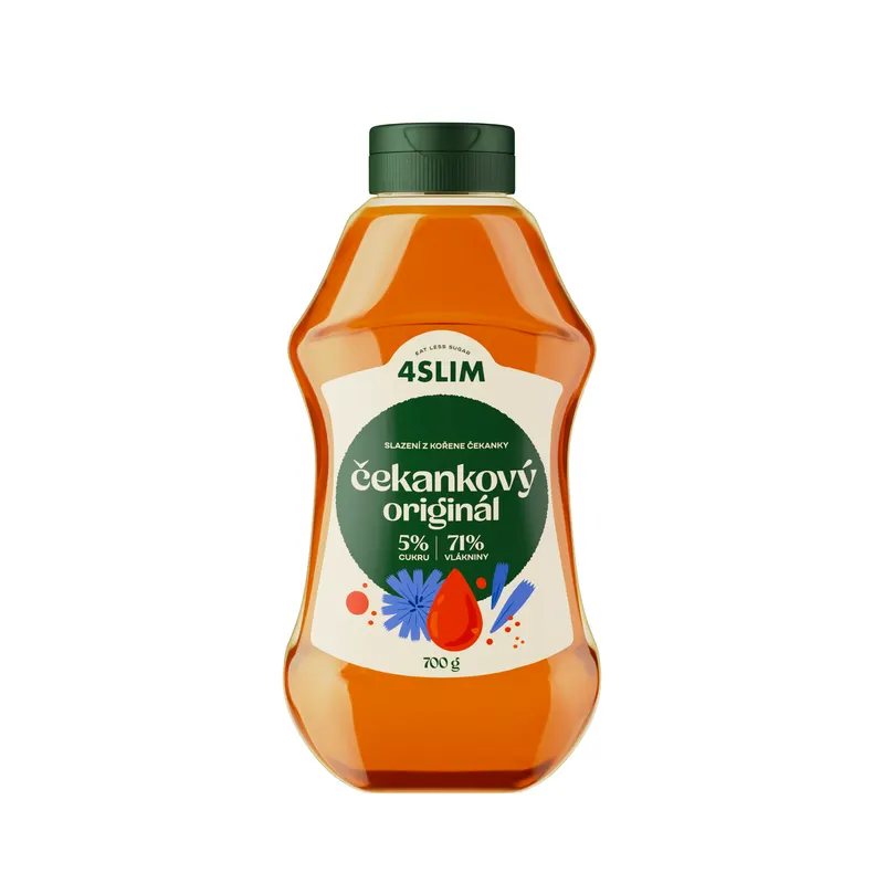 Čekankový sirup 4Slim Originál v balení 700 g jako sladidlo na pečení a do kaší