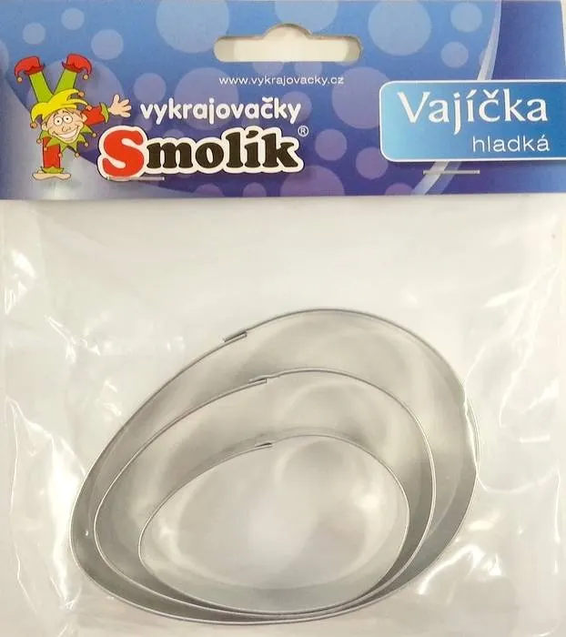 Sada tří vykrajovátek ve tvaru velikonočního vajíčka od značky Smolík v různých velikostech pro pečení sušenek a perníku