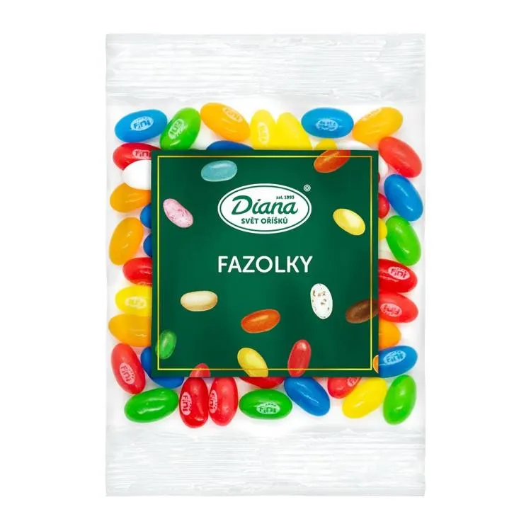 Barevné želé fazolky značky Diana na zdobení dortů a dezertů, balení 100 g