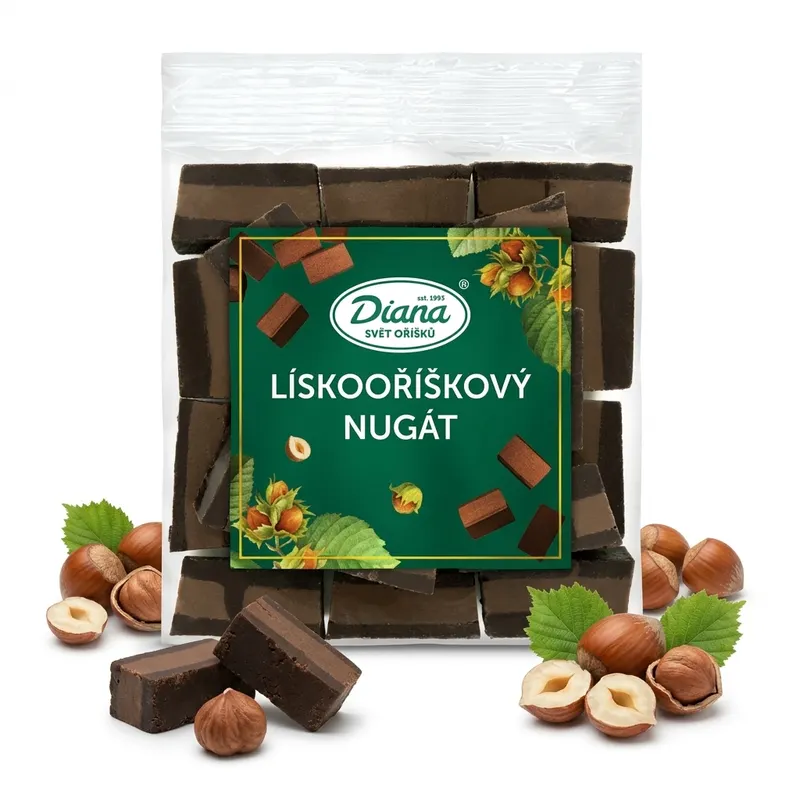 Lískooříškový nugát Diana v balení 100 g určený na přípravu cukrářských krémů a pečení