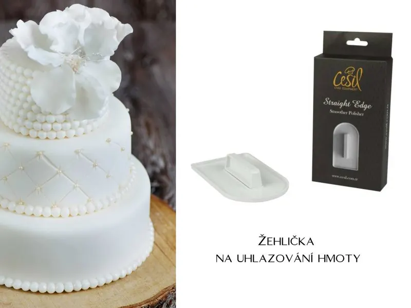 Žehlička Cesil na uhlazování fondánu a marcipánu na dortech, rozměr 15 x 8,5 cm