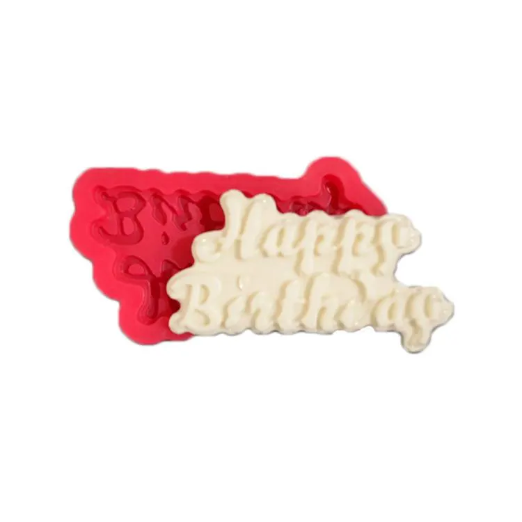 Silikonová forma Cesil s nápisem Happy Birthday na výrobu dortových dekorací z modelovací hmoty