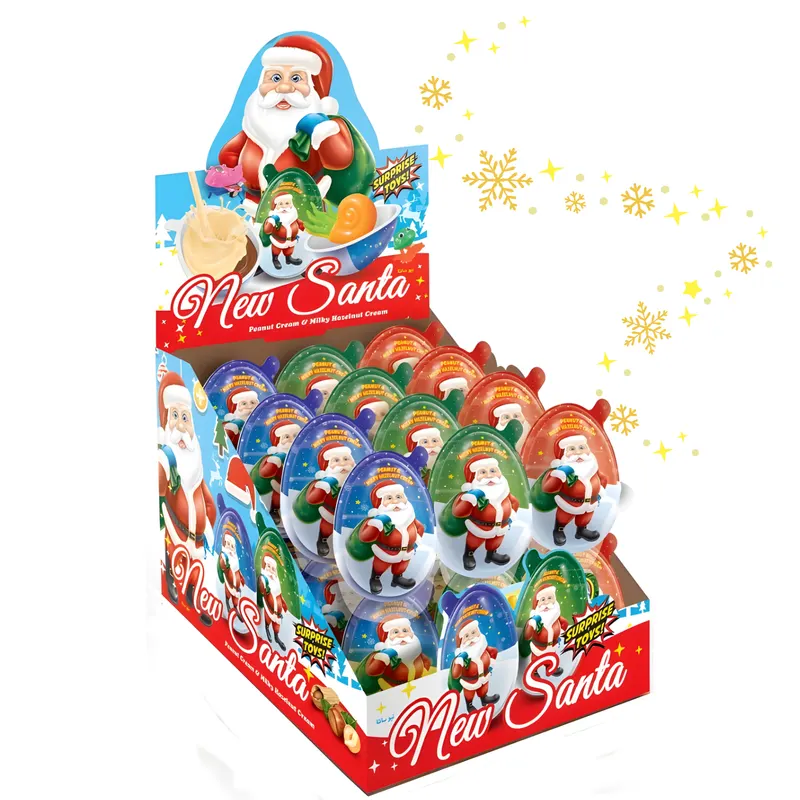 Čokoládové vajíčko New Santa s krémovou náplní a malou hračkou překvapením pro děti na Vánoce