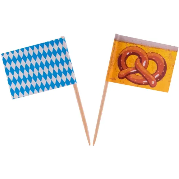 Napichovátka s vlaječkami Oktoberfest od značky Folat, balení 50 ks na ozdobu jednohubek a sýrů