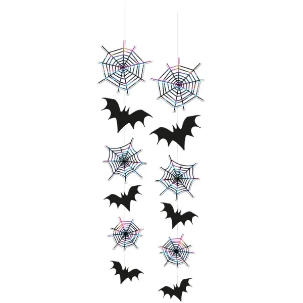 Halloweenská závěsná dekorace s pavučinami a netopýry od značky Folat, balení 2 kusy z papíru
