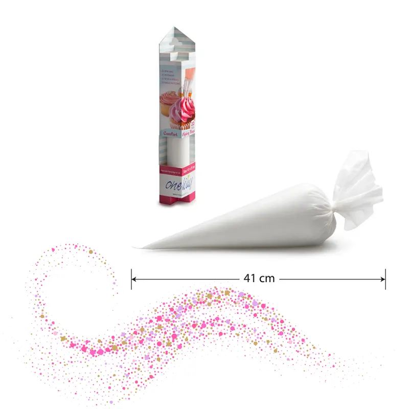 Jednorázové trezírovací sáčky One Way Comfort o rozměru 41 x 21 cm určené ke zdobení dortů a dezertů krémem