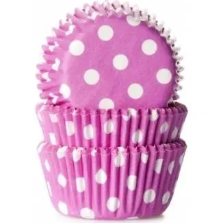 Mini košíčky na muffiny House of Marie v počtu 60 kusů ve fialové barvě s bílými puntíky