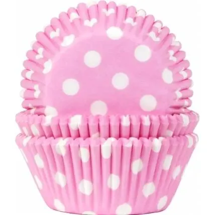 Papírové košíčky na muffiny House of Marie v růžové barvě s bílými puntíky, balení 50 kusů