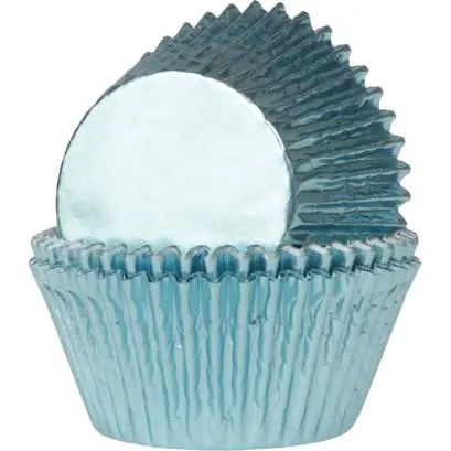 Lesklé světle modré papírové košíčky na muffiny House of Marie, balení 24 kusů