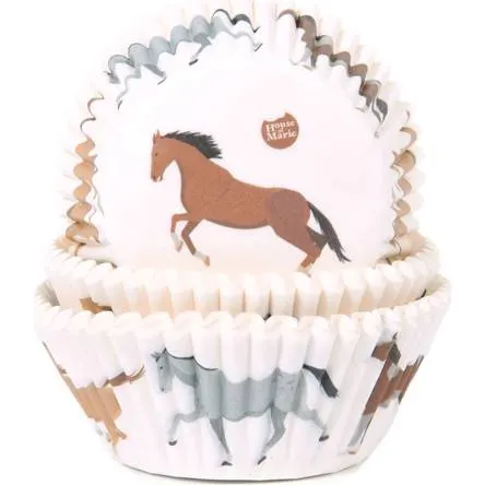Papírové košíčky na muffiny koně o rozměru 50x33 mm od značky House of Marie, balení 50 kusů