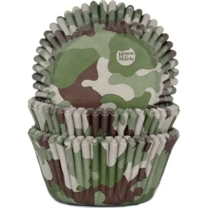Papírové košíčky na muffiny s army vzorem značky House of Marie o rozměru 50x33 mm
