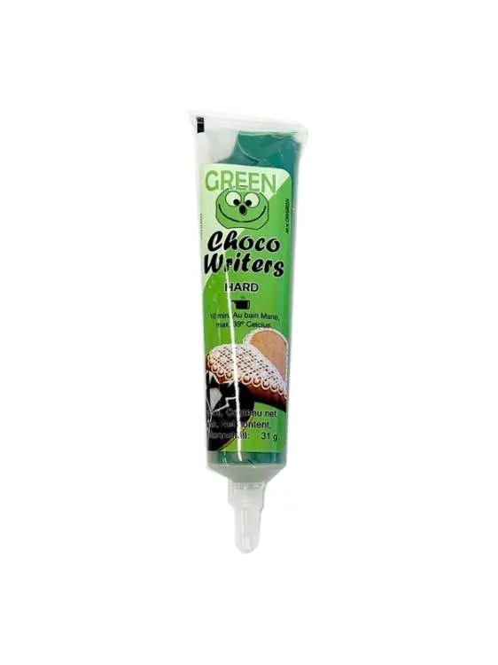 Zelená čokoládová poleva v tubě Tasty Me na psaní a zdobení cukrářských výrobků o hmotnosti 32 g