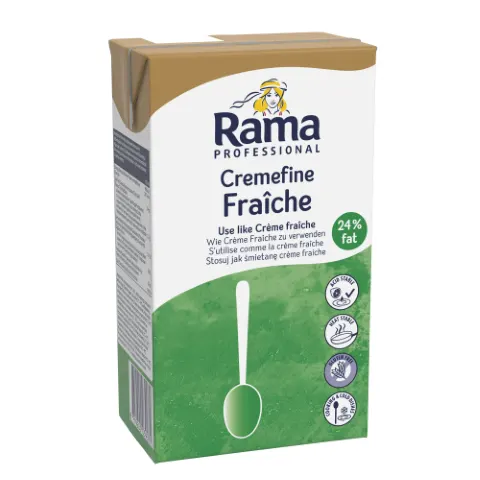 Rostlinný krém Rama Professional Fraiche 24 % v litrovém balení na vaření a cukrářské zpracování