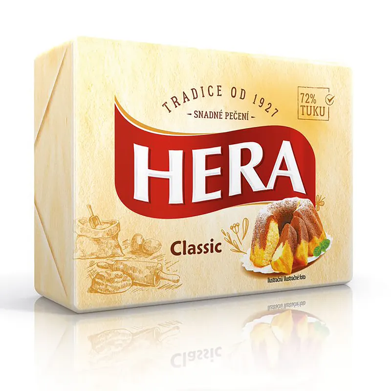 Rostlinný tuk na pečení Hera v kartonu se 40 balíčky po 250 g vhodný pro třená, kynutá a křehká těsta