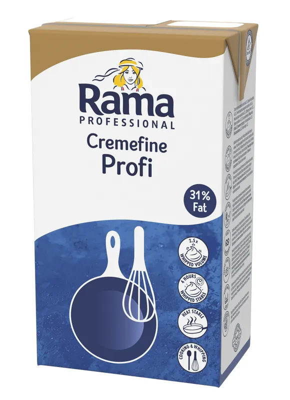 Rama Profi krém ke šlehání s 31% tukem v 1litrovém balení vhodný na šlehané krémy a dezerty