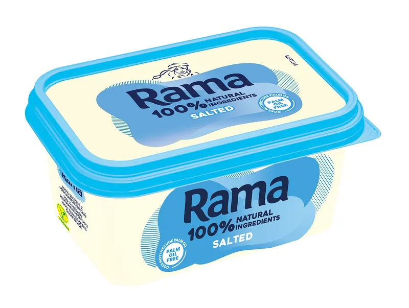 Rama máslová příchuť jemně slaná chlazená v balení 400 g, vhodná na pečivo i do vaření a pečení