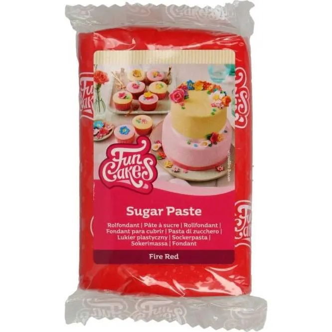 Červená potahovací hmota FunCakes na dorty a modelování o hmotnosti 250 g