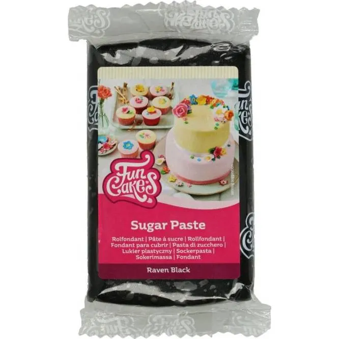 Černá potahovací hmota FunCakes na dorty o hmotnosti 250 g pro hladký a elegantní povrch