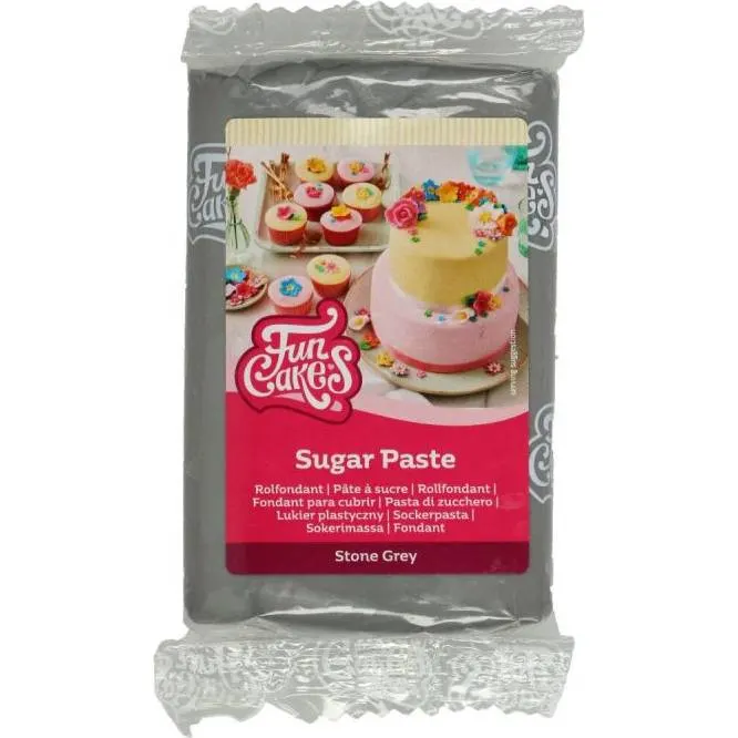 Potahovací hmota FunCakes v šedém odstínu Stone Grey s vanilkovou příchutí na zdobení dortů