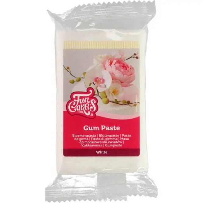 Bílá gum pasta FunCakes v balení 250 g na modelování květin a figurek na dorty