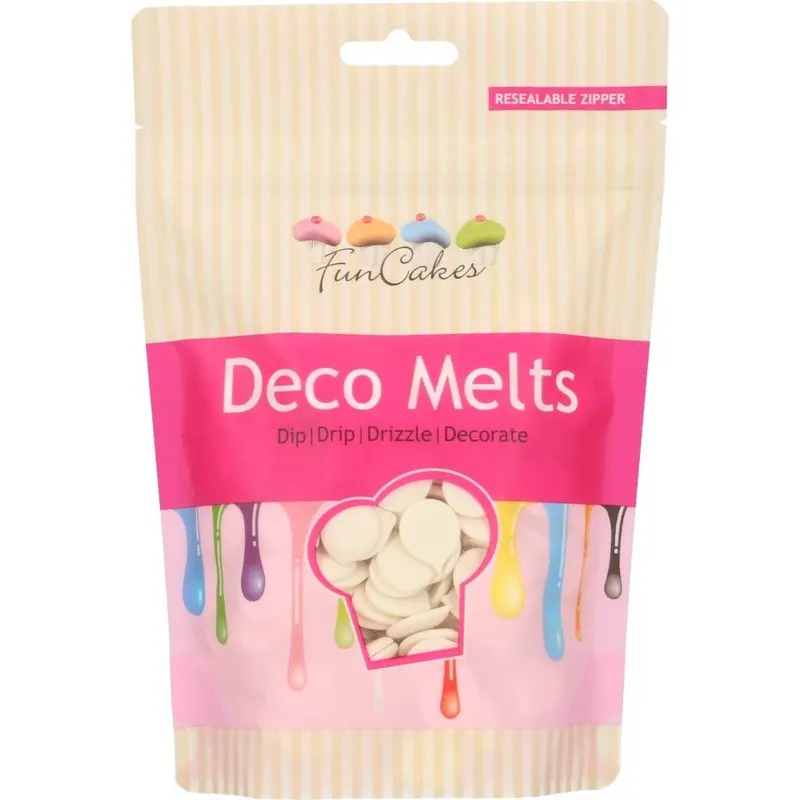 Bílá poleva FunCakes v peckách k rychlému polévání a zdobení dortů a cakepops